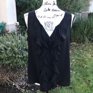 White House Black Market Black Ruffle Blouse